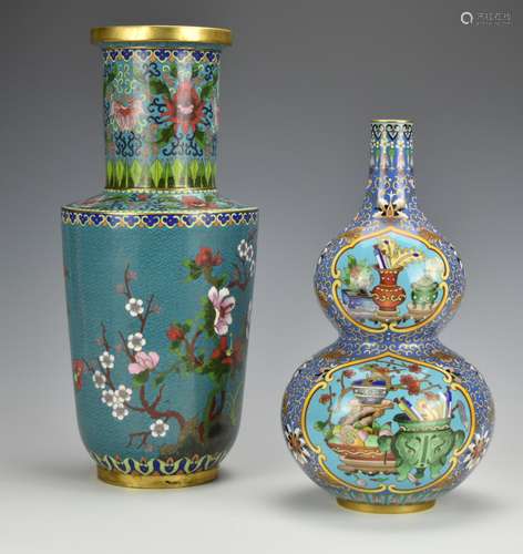 Two Chinese Cloisonne Floral Vases,20th C.