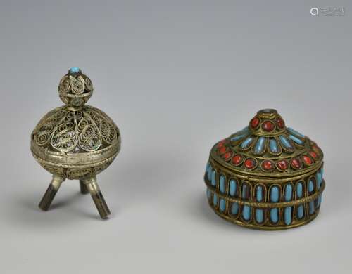 Tibetan Pillbox & Tripod Censer,19th C.