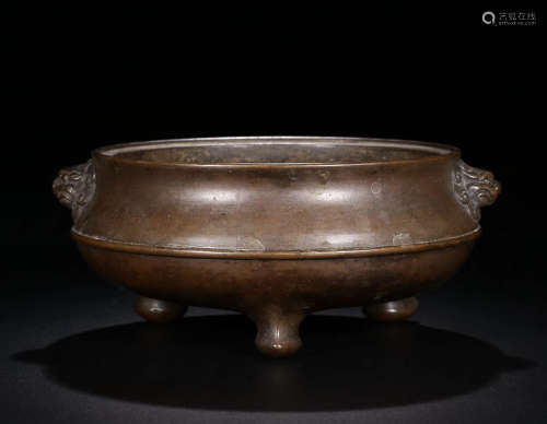 XUANDE MARK WUBANGZUO MARK BRONZE TRIPOD CENSER