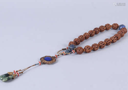 WALNUT HOLLOW-OUT EIGHTEEN-BEAD BRACELET