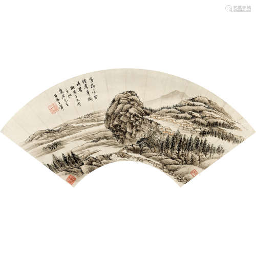 王翚 （1632-1717） 山水 纸本设色 硬卡