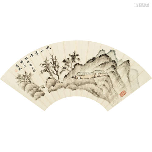 苏曼殊 （1884-1918） 秋山萧寺 纸本设色 镜片