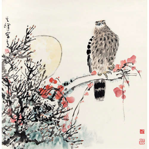 孙其峰 （b.1920） 鹰 纸本设色 托片