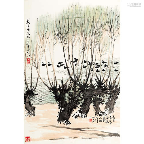 孙其峰 （b.1920） 1990 年作 南游所见 纸本设色 镜心