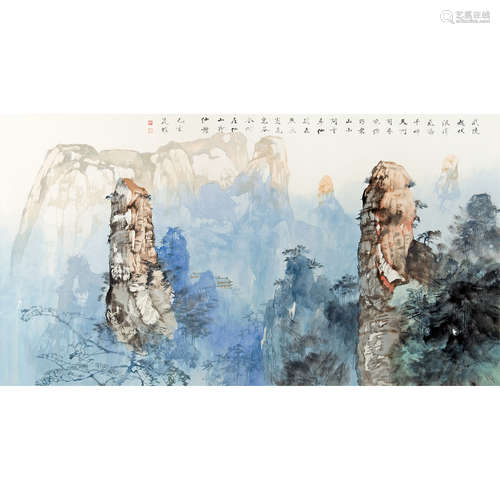 范权 （b.1970） 2019 年作 武陵源 纸本设色 托片