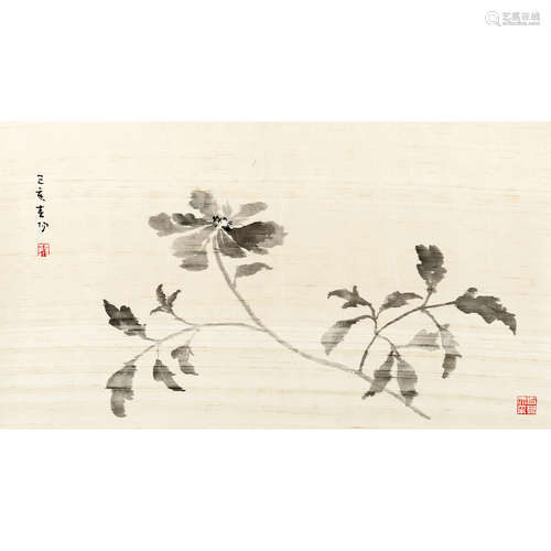 霍春阳 （b.1946） 2019 年作 花卉 绢本水墨 镜框