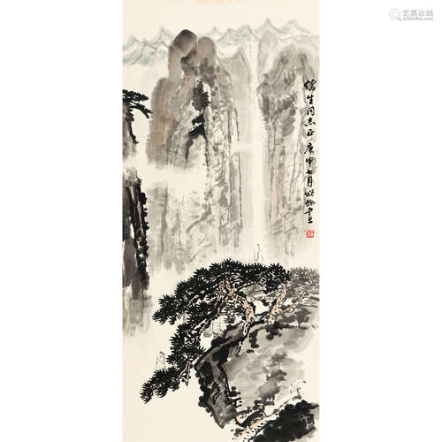 王颂馀 （1910-2005） 1980 年作 山水 纸本设色 立轴