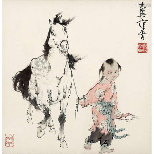 范曾 （b.1938） 将出换美酒 纸本设色 镜框