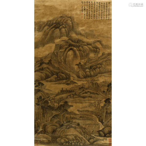 黄鼎 （1660-1730） 山水 绫本设色 镜心