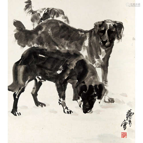 黄胄 （1925-1997） 出巡图 纸本水墨 镜心