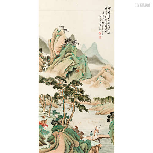 黄山寿 （1855-1919） 1891 年作 青绿山水 纸本设色 镜心