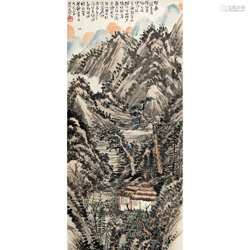 姚华 （1876-1930） 1928 年作 山水 纸本设色 立轴