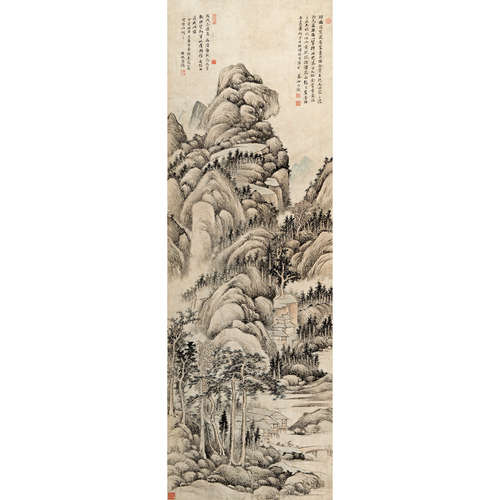 钱维城 （1720-1772） 1766 年作 山水 纸本设色 立轴