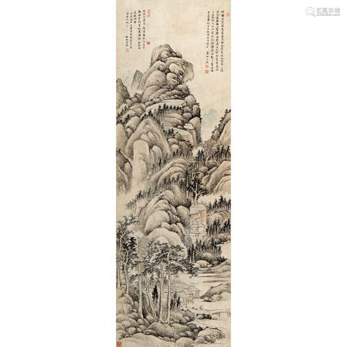 钱维城 （1720-1772） 1766 年作 山水 纸本设色 立轴