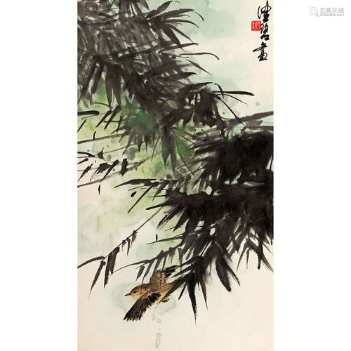 陈佩秋 （1922-2001） 竹雀图 纸本设色 镜心