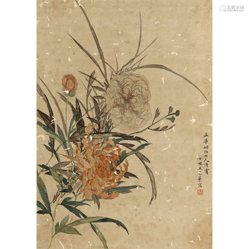 王采蘩  花卉 绢本设色 立轴