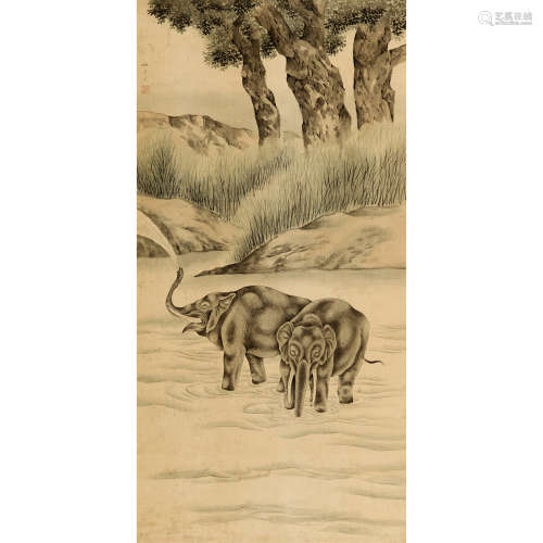 刘用烺 （1865-1924） 太平有象 绢本设色 立轴