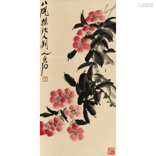 齐白石 （1864-1957） 花卉 纸本设色 立轴
