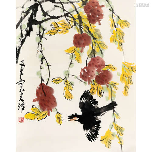 王书平 （b.1955） 花鸟 纸本设色 镜心