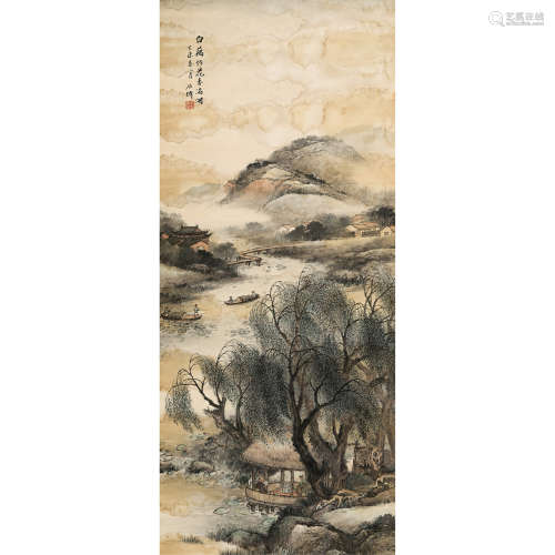 吴石仙 （1845-1916） 1907 年作 山水 纸本设色 立轴