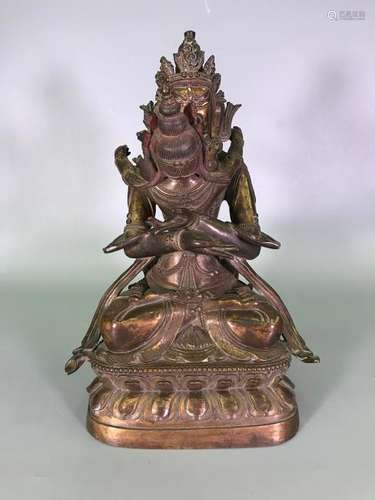 A GILT-BRONZE FIGURE OF GUHYASAMAJA AKSHOBHYAVAJRA.QING