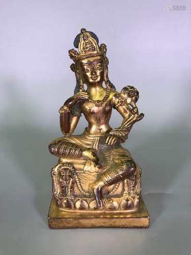 A GILT-BRONZE FIGURE OF TARA.QING DYNASTY