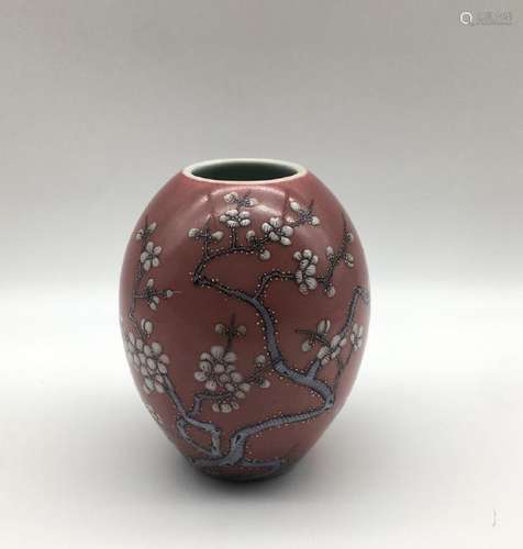 A SMALL IRON-RED WATERPOT.AMRK OF QIANLONG