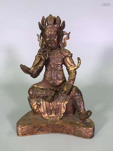 A GILT-BRONZE FIGURE OF VAISHRAVANA.QING DYNASTY