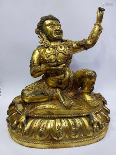 A GILT-BRONZE FIGURE OF MAHASIDDHA.MING DYNASTY