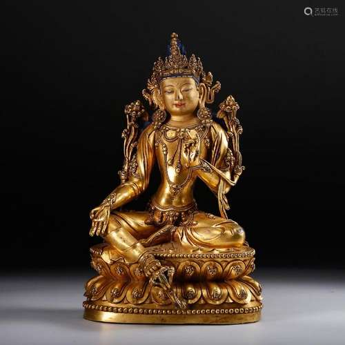 A GILT-BRONZE FIGURE OF TARA.MING DYNASTY