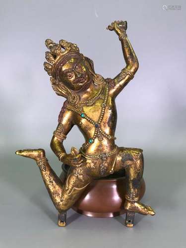 A GILT-BRONZE FIGURE OF VAJRAPANI. MING DYNASTY