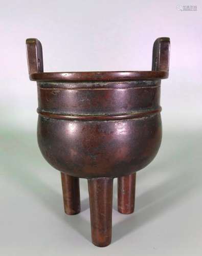 A BRONZE TRIPOD CENSER.MARK OF YUAN