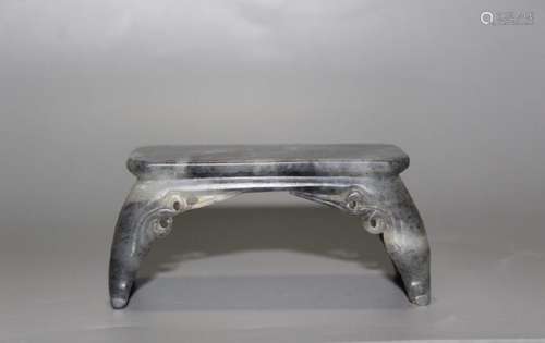 A CARVED BLACK-JADE INK STAND.ANTIQUE