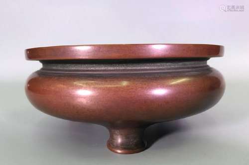 A BRONZE TRIPOD CENSER.MARK OF CHONGZHEN