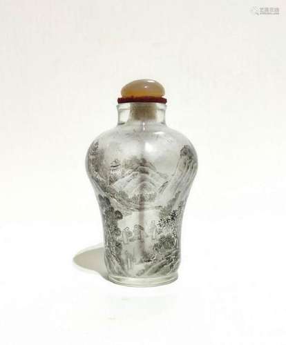 A INSIDE PAITING GLASS SNUFF BOTTLE.ANTIQUE