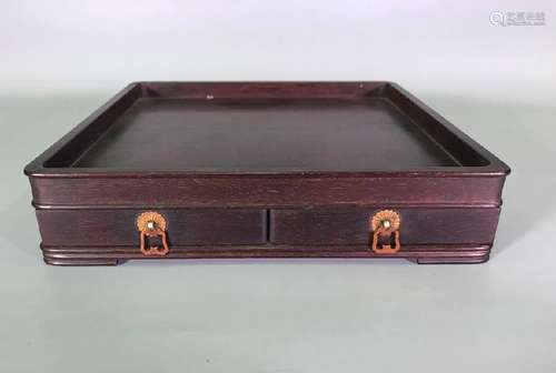 A ZITAN TRAY.ANTIQUE