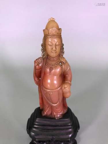 A SOAPSTONE CARVING OF BUDDHA.ANTIQUE