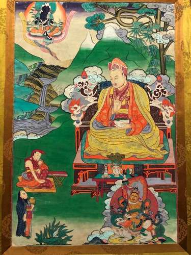 A THANGKA OF PADMASAMBHAVA.ANTIQUE