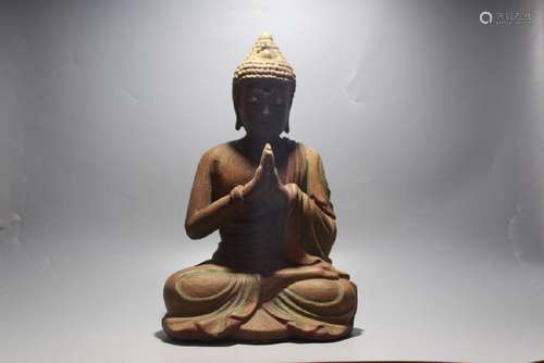 AN AGALLOCH WOOD CARVING OF SAKYAMUNI.ANTIQUE