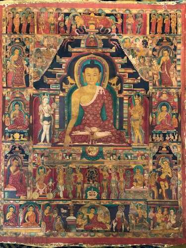 A THANGKA OF SHAKYAMUNI.ANTIQUE