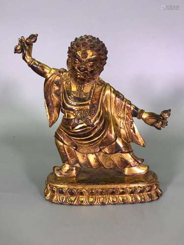 A GILT-BRONZE FIGURE OF VAJRAPANI. QING DYNASTY