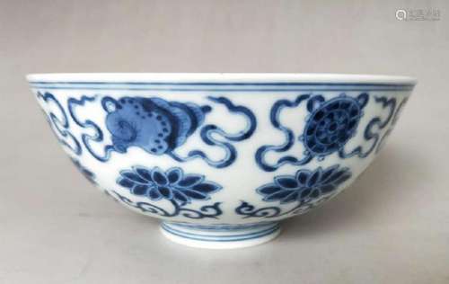 A BLUE AND WHITE BOWL.MAEK OF GUANGXU