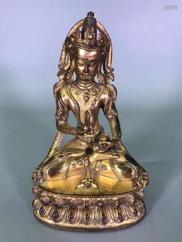 A GILT-BRONZE FIGURE OF VAJRADHARA.MING DYNASTY