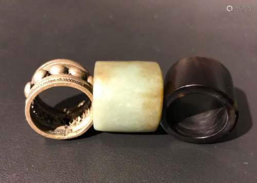 THREE OF ARCHER'S RINGS.ANTIQUE