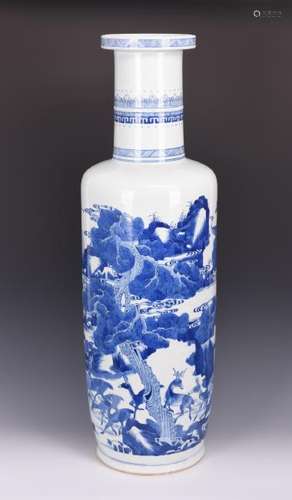 A BLUE AND WHITE 'CRANE AND DEER' PORCELAIN VASE