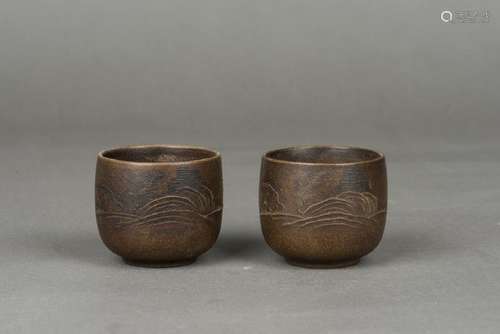 A PAIR OF ZISHA CUPS