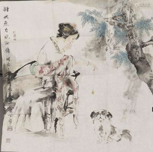 A CHINESE PAINTING OF CHINESE BEAUTY