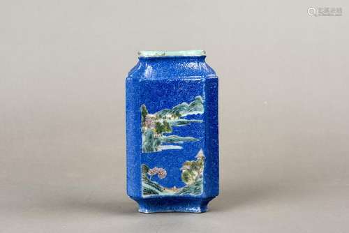 A FAMILLE ROSE 'LANDSCAPE' QUARTET VASE