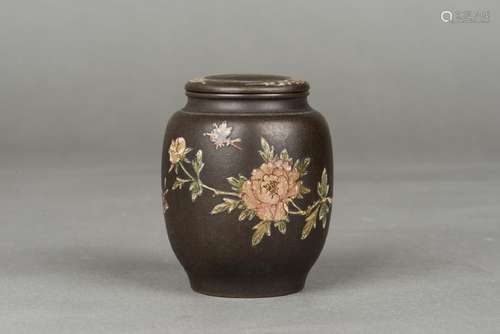 A 'FLOWER' ZISHA JAR WITH LID