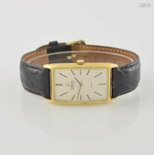 OMEGA 18k yellow gold tonneau-shaped gents wristwatch